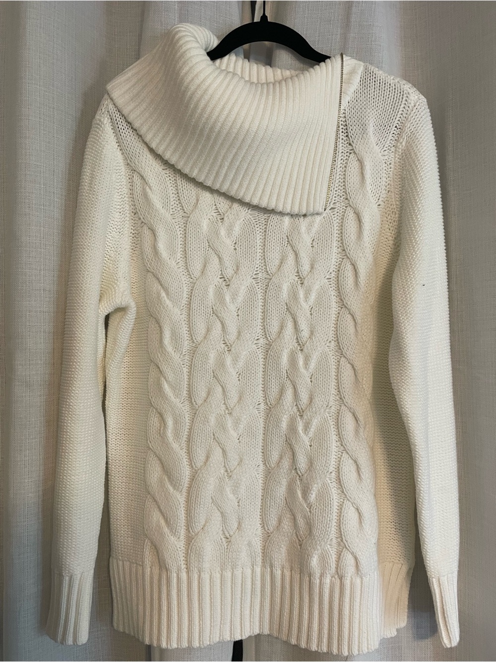 Liz Claiborne Cream Cable Knit Foldover Cowl Sweater